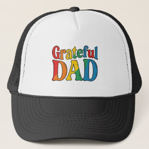 Grateful Dad Vintage Rainbow Typography Shirt_1 Trucker Hat