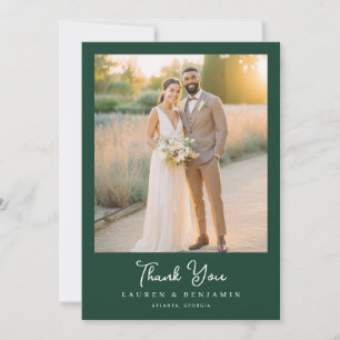 Grateful Dark Green Photo Thank You Card