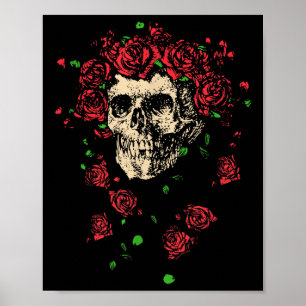 Grateful Dead Bertha Skull With Roses Vintage Band Poster