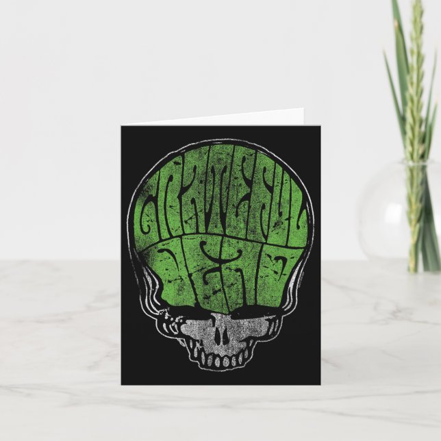 Grateful Dead Psychedelic Green Stealie Skull Vint Card (Front)