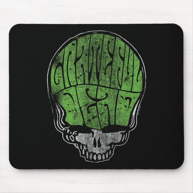 Grateful Dead Psychedelic Green Stealie Skull Vint Mouse Mat (Front)