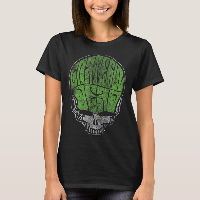 Grateful Dead Psychedelic Green Stealie Skull Vint T-Shirt (Front)