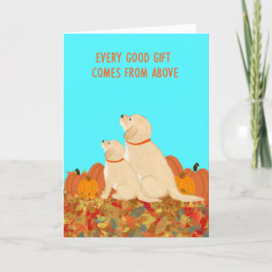 Grateful Dogs Pumpkins Leaves Thanksgiving Card