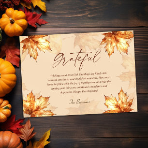 Grateful Elegant Modern Rustic Thanksgiving Holiday Card
