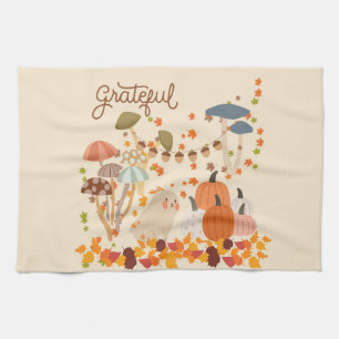 Grateful Fall Bunny Tea Towel