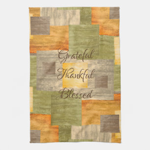 Grateful Fall Colour Blocks Tea Towel