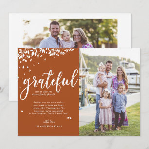 Grateful   Family Photo Collage Thanksgiving Card