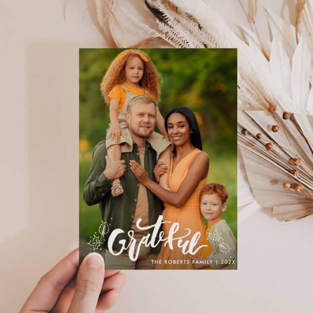 GRATEFUL | family thanksgiving photo card (Creator Uploaded)