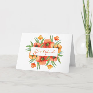 Grateful Floral Watercolor Thanksgiving Holiday Card