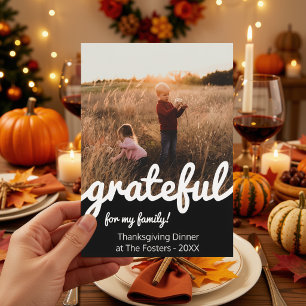 Grateful For My Family Custom Photo Thanksgiving Invitation
