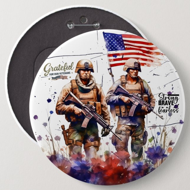 Grateful for our Veterans  6 Cm Round Badge (Front & Back)