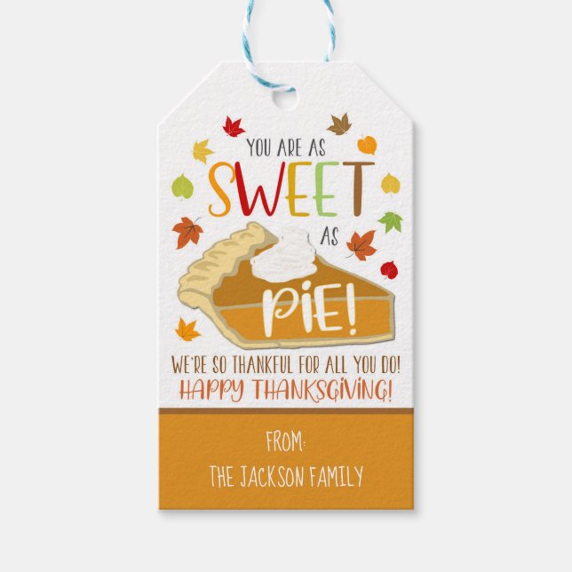 Grateful For You Pumpkin Pie Tag (Front)
