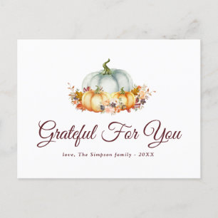 Grateful for you   thanksgiving holiday postcard