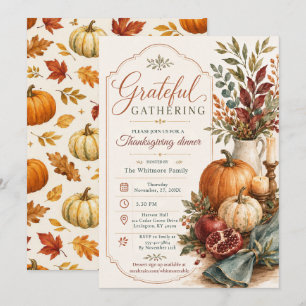 Grateful Gathering Thanksgiving Dinner Invitation