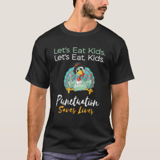Grateful Gatherings Kids Punctuation Funny Turkey  T-Shirt