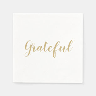 Grateful gold script cute thanksgiving paper  napkin