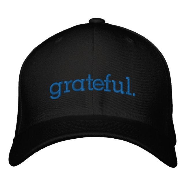 Grateful Gratitude Thanksgiving Blue Embroidered Hat (Front)