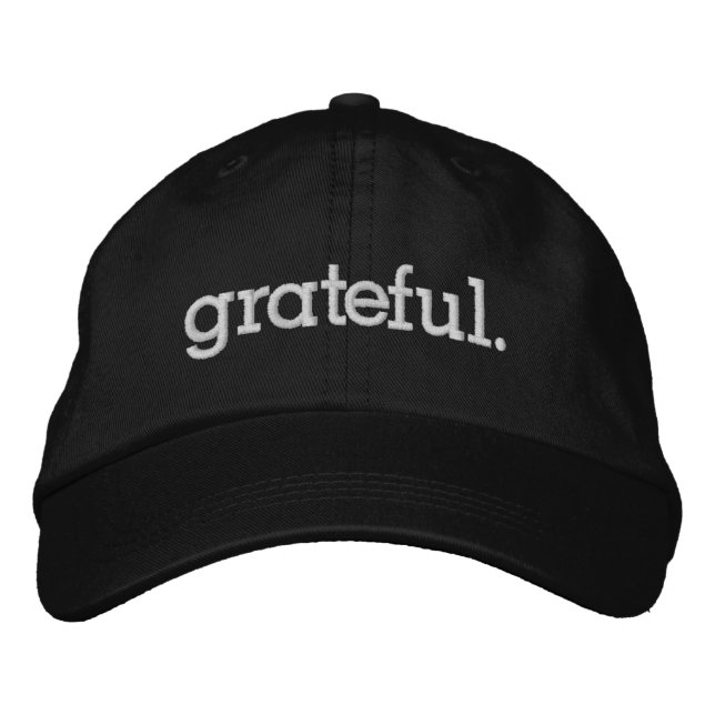 Grateful Gratitude Thanksgiving White Embroidered Hat (Front)