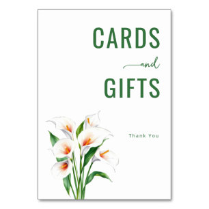 Grateful Green Botanical Calla Lilies Table Number