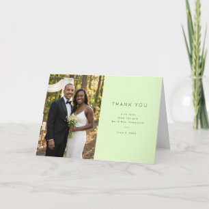 Grateful Green Minimalist Photo Thank You Card