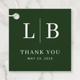 Grateful Green Serif Wedding Favour Tag