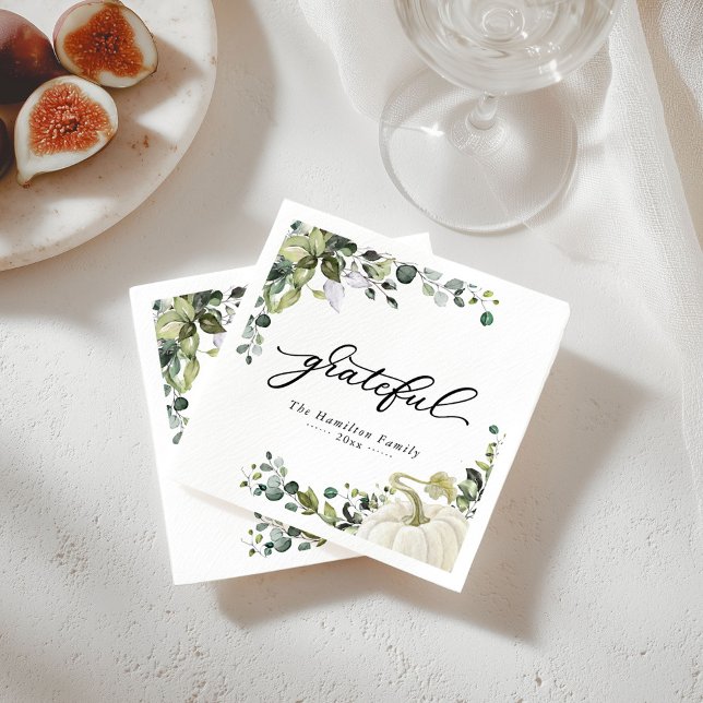 Grateful Greenery Eucalyptus Thanksgiving Dinner Napkin (Creator Uploaded)