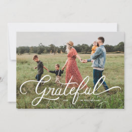 Grateful Hand-Lettered Holiday Photo Card