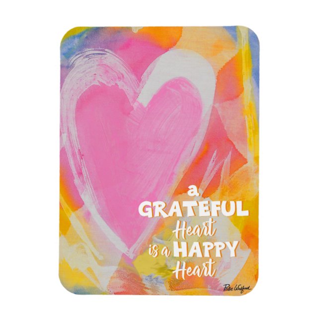 Grateful Happy Heart Magnet art by Pedie Wolfond (Vertical)