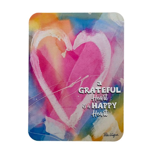 Grateful Happy Heart Magnet art by Pedie Wolfond (Vertical)