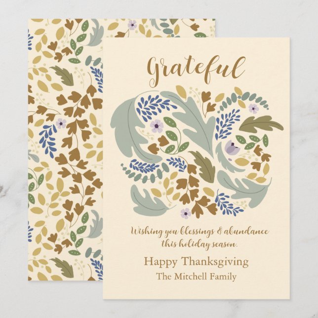 Grateful Happy Thanksgiving Announcement (Front/Back)