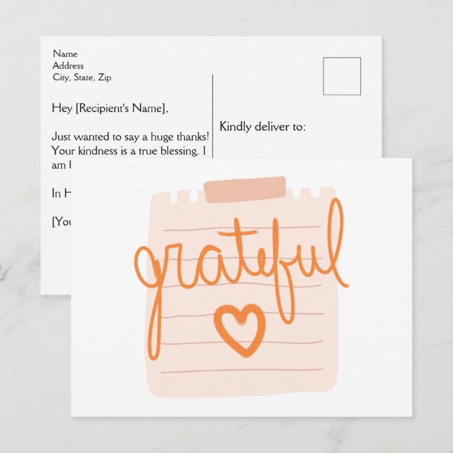 Grateful Heart Christian Thank You Card (Front/Back)