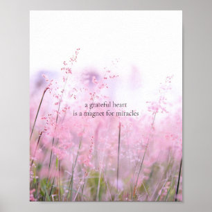 Grateful Heart Floral Inspirational Nature Poster