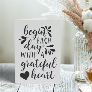 Grateful Heart   Hand Lettered Typography Quote Card