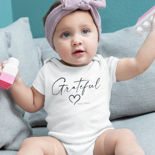 Grateful Heart Handwritten Ink Script Double Sided Baby Bodysuit