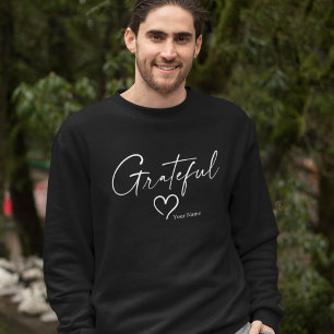 Grateful Heart Handwritten Ink Script Long Sleeve T-Shirt