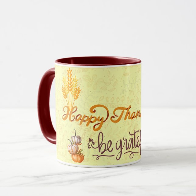 Grateful Heart: Happy Thanksgiving Mug (Front Left)