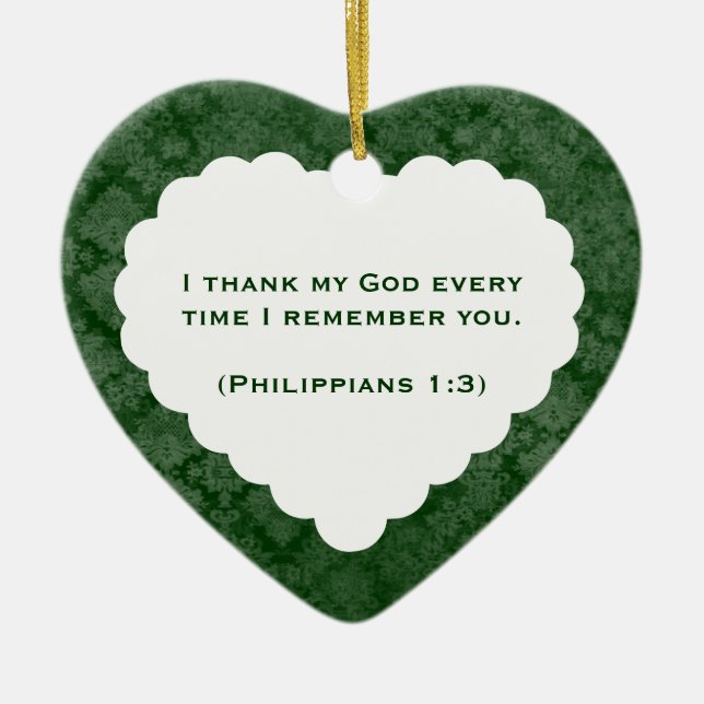 Grateful Heart Personalised Green Gift Ceramic Tree Decoration (Front)