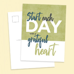 'Grateful heart' quote postcard