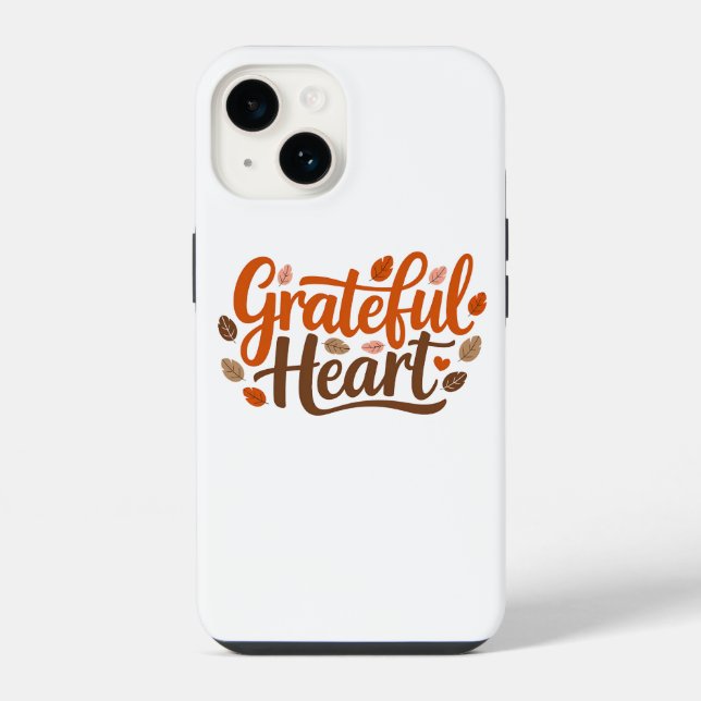 Grateful Heart Typography design iPhone Case (Back)