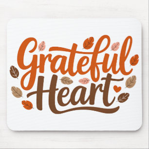 Grateful Heart Typography Mouse Mat
