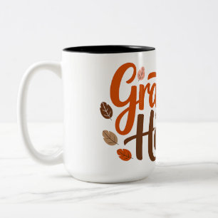 Grateful Heart Typography Two-Tone Coffee Mug