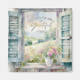 Grateful heart watercolor floral window  magnet