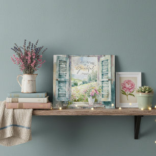 Grateful heart watercolor floral window plaque