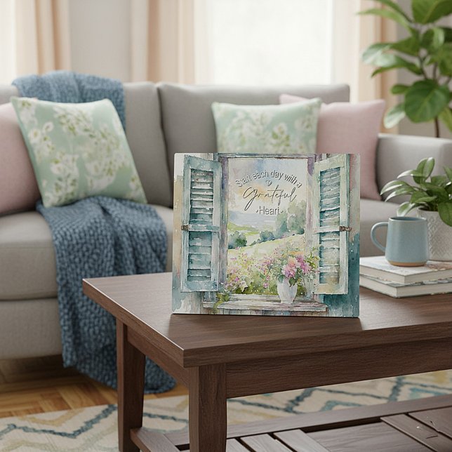 Grateful heart watercolor floral window  plaque (Creator Uploaded)