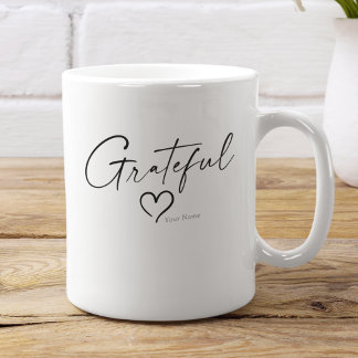 Grateful Heart | Your Name Minimal Ink Script Coffee Mug