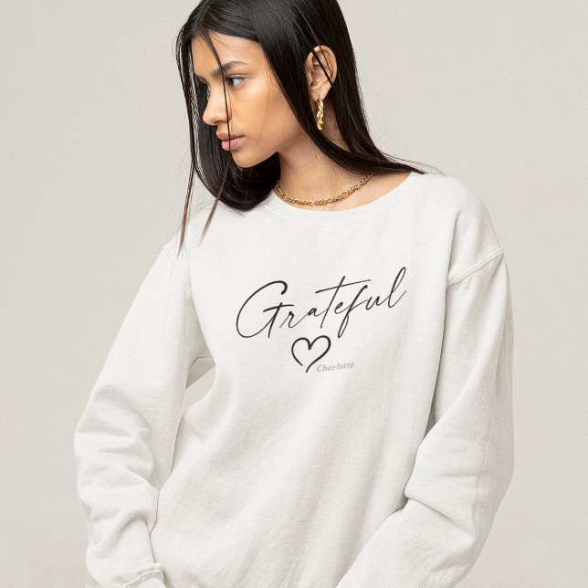 Grateful Heart | Your Name Minimal Ink Script Sweatshirt (Creator Uploaded)