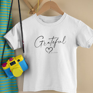 Grateful Heart   Your Name Minimal Ink Script Toddler T-Shirt
