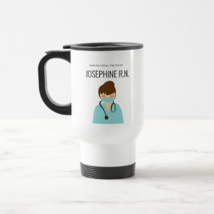 Grateful Hearts: Custom Nurse Illustration Travel Mug