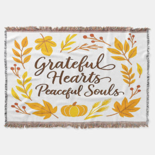 'Grateful Hearts, Peaceful Souls' Throw Blanket
