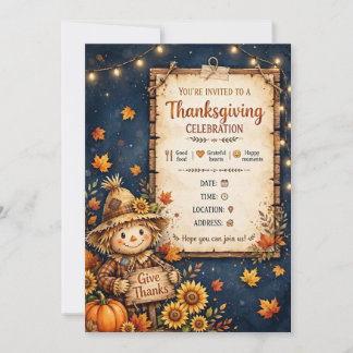 Grateful Hearts & Thankful invitation Card